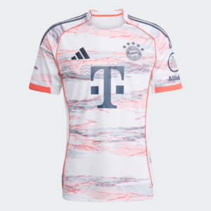 Camiseta Adidas Bayern Múnich Visita 25/26. Diseño moderno, escudo del club y logo de Adidas. Ideal para aficionados del Bayern.